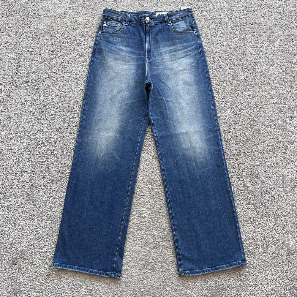 AG Adriano Goldschmied Kora High Rise Wide Leg Jeans Womens 32 Blue Stretch